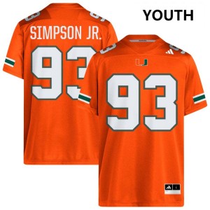 Youth Donta Simpson Orange Miami Hurricanes #93 College Football Stitched Jersey 590937-985