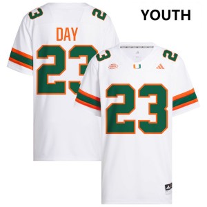 Youth Dylan Day White Miami Hurricanes #23 College Football University Jersey 334130-584