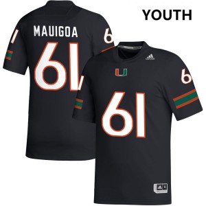 Youth Francis Mauigoa Black Miami Hurricanes #61 College Football University Jerseys 618169-645