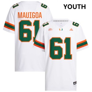 Youth Francis Mauigoa White Miami Hurricanes #61 College Football Limited Jersey 859370-134