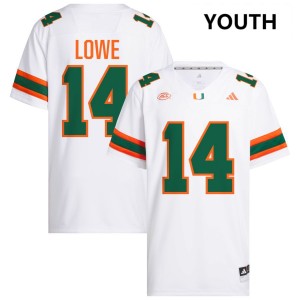 Youth Hayden Lowe White Miami Hurricanes #14 College Football Replica Jersey 111604-833