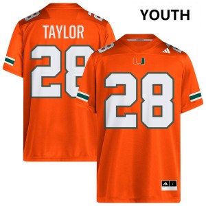 Youth Isaiah Taylor Orange Miami Hurricanes #28 College Football Replica Jersey 924431-326