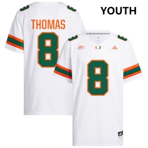 Youth Jakobe Thomas White Miami Hurricanes #8 College Football 2025-26 Jerseys 517365-120
