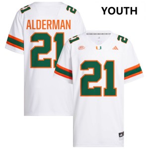 Youth Jaylin Alderman White Miami Hurricanes #21 College Football NCAA Jerseys 291798-517
