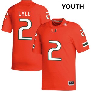 Youth Jordan Lyle Orange Miami Hurricanes #2 College Football Player Jersey 927399-791