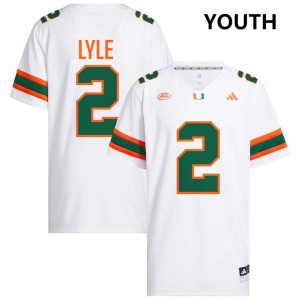 Youth Jordan Lyle White Miami Hurricanes #2 College Football High School Jersey 499138-467