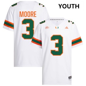 Youth Joshua Moore White Miami Hurricanes #3 College Football NCAA Jerseys 624626-594