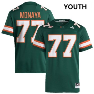 Youth Juan Minaya Green Miami Hurricanes #77 College Football Player Jersey 688231-234