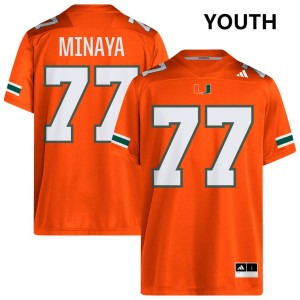 Youth Juan Minaya Orange Miami Hurricanes #77 College Football 2025-26 Jersey 891548-529