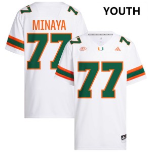 Youth Juan Minaya White Miami Hurricanes #77 College Football Embroidery Jerseys 475183-978