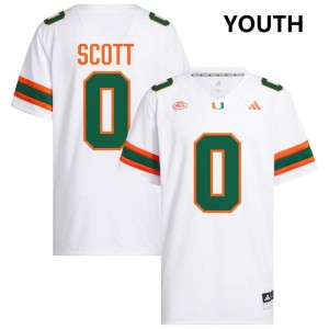 Youth Keionte Scott White Miami Hurricanes #0 College Football Replica Jersey 690713-667