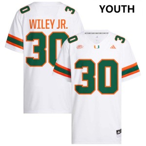 Youth Kellen Wiley Jr. White Miami Hurricanes #30 College Football Limited Jerseys 254513-708