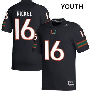 Youth Luke Nickel Black Miami Hurricanes #16 College Football 2025-26 Jerseys 570571-359