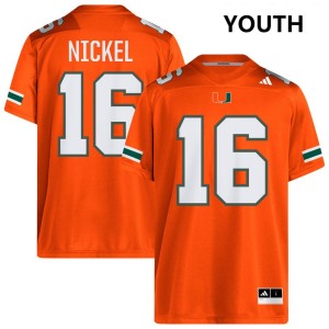 Youth Luke Nickel Orange Miami Hurricanes #16 College Football Embroidery Jerseys 873644-860
