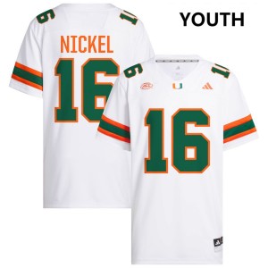 Youth Luke Nickel White Miami Hurricanes #16 College Football Player Jersey 783874-625