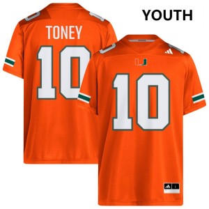 Youth Malachi Toney Orange Miami Hurricanes #10 College Football Embroidery Jerseys 184430-638