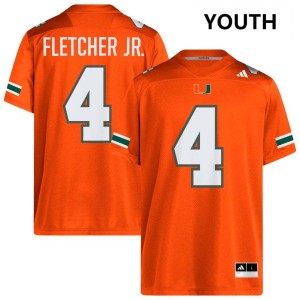 Youth Mark Fletcher Jr. Orange Miami Hurricanes #4 College Football Player Jerseys 642705-855