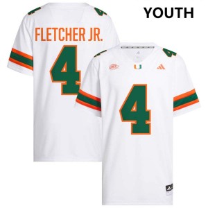 Youth Mark Fletcher Jr. White Miami Hurricanes #4 College Football Limited Jerseys 965915-122