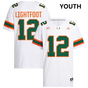 Youth Marquise Lightfoot White Miami Hurricanes #12 College Football Stitched Jersey 432826-248