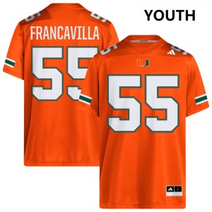 Youth Nino Francavilla Orange Miami Hurricanes #55 College Football Stitched Jerseys 188484-724