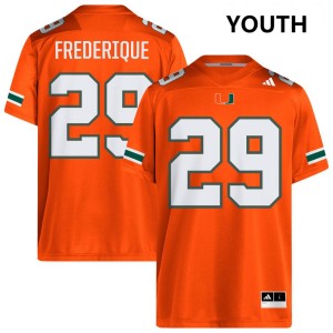 Youth OJ Frederique Jr. Orange Miami Hurricanes #29 College Football 2025 Jersey 383832-499