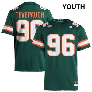 Youth Tucker Tevepaugh Green Miami Hurricanes #96 College Football Stitched Jersey 409607-318
