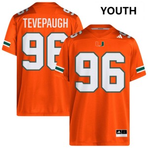Youth Tucker Tevepaugh Orange Miami Hurricanes #96 College Football NCAA Jerseys 369417-962