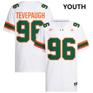 Youth Tucker Tevepaugh White Miami Hurricanes #96 College Football High School Jersey 572355-815