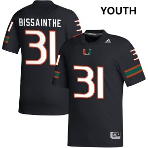 Youth Wesley Bissainthe Black Miami Hurricanes #31 College Football Replica Jerseys 155370-522