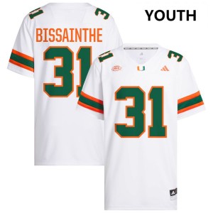 Youth Wesley Bissainthe White Miami Hurricanes #31 College Football Player Jersey 348573-724